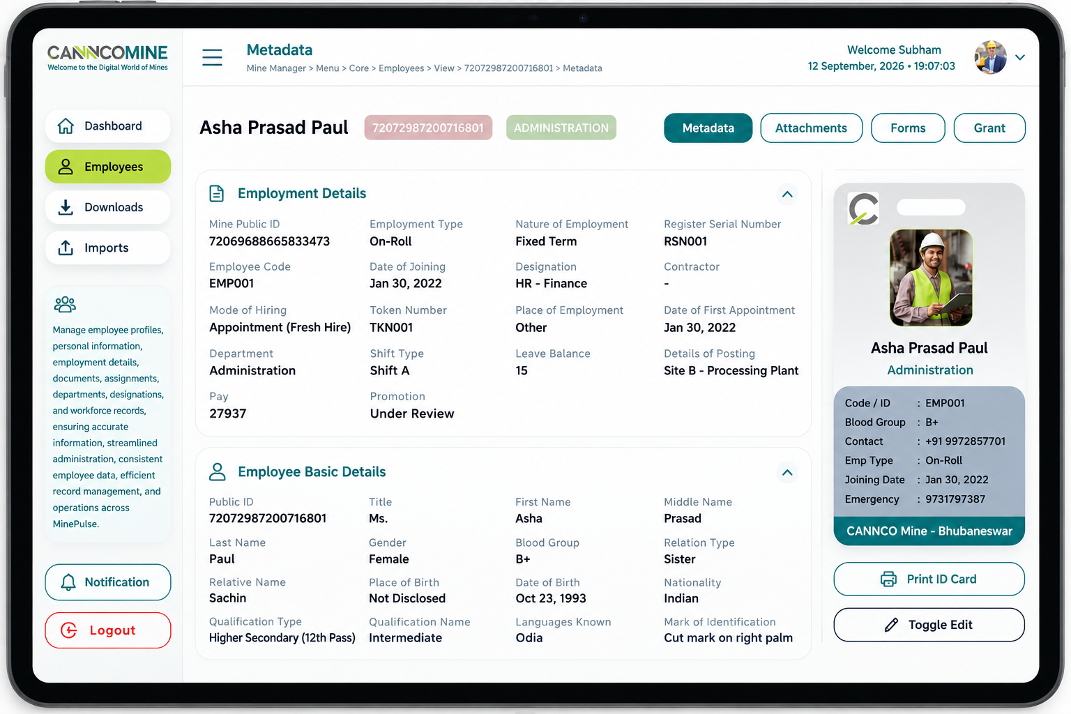 MineKagaz tablet view